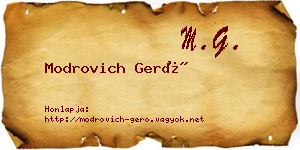 Modrovich Gerő névjegykártya
